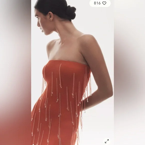 Delfi Collective Amala Strapless Orange Midi Dress new with tags petite xs - Picture 3 of 12